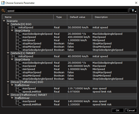 Choose Scenario Parameter SCANeR